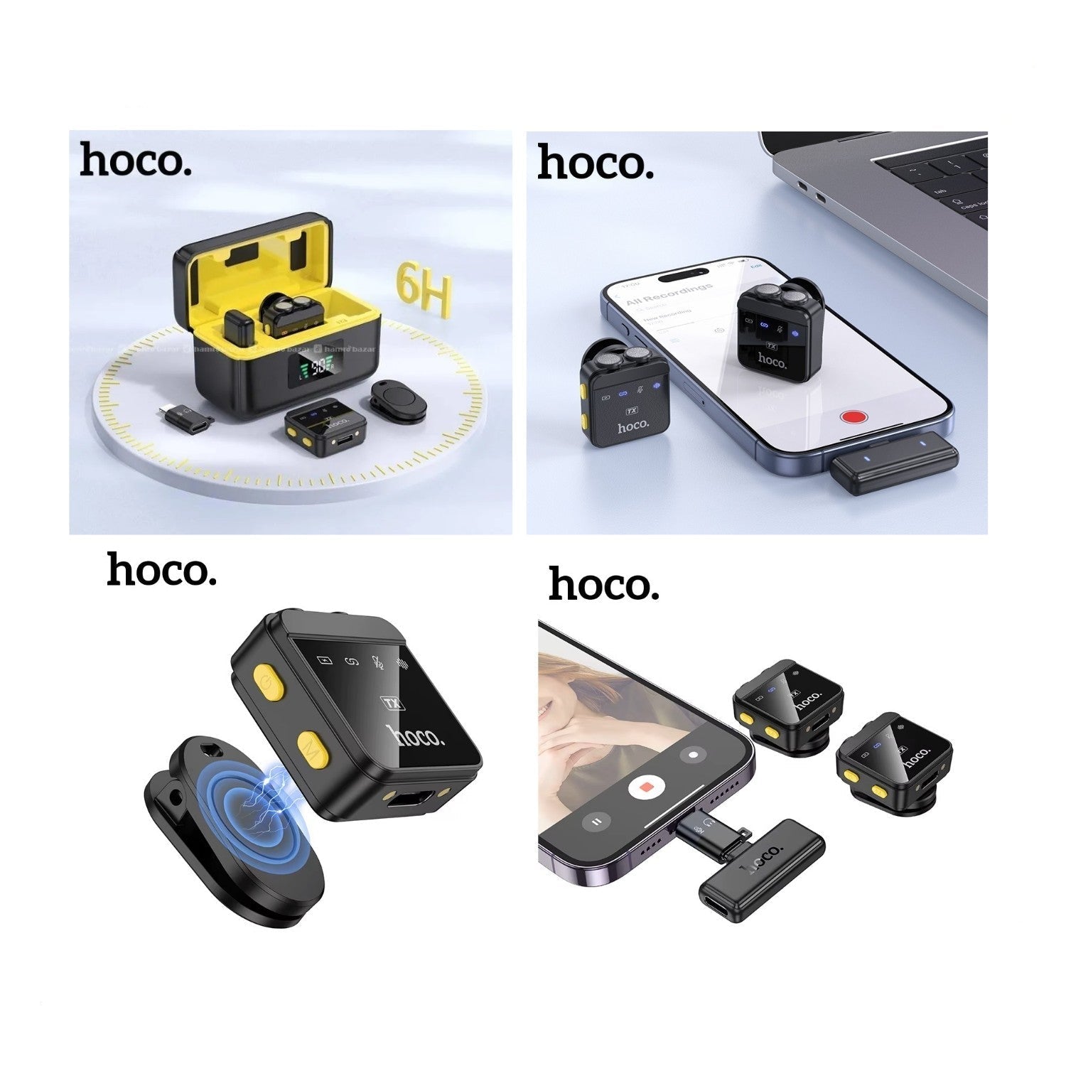 HOCO L17 ميكروفون لاسلكي رقمي مغناطيسي مزدوج الميكروفون لهاتف iPhone/Type-C 