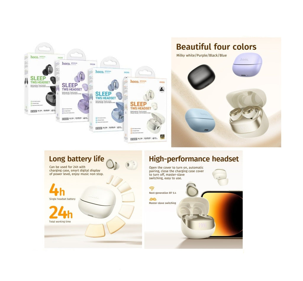 سماعات رأس لاسلكية HOCO EW200 مع علبة شحن (BT v5.4)