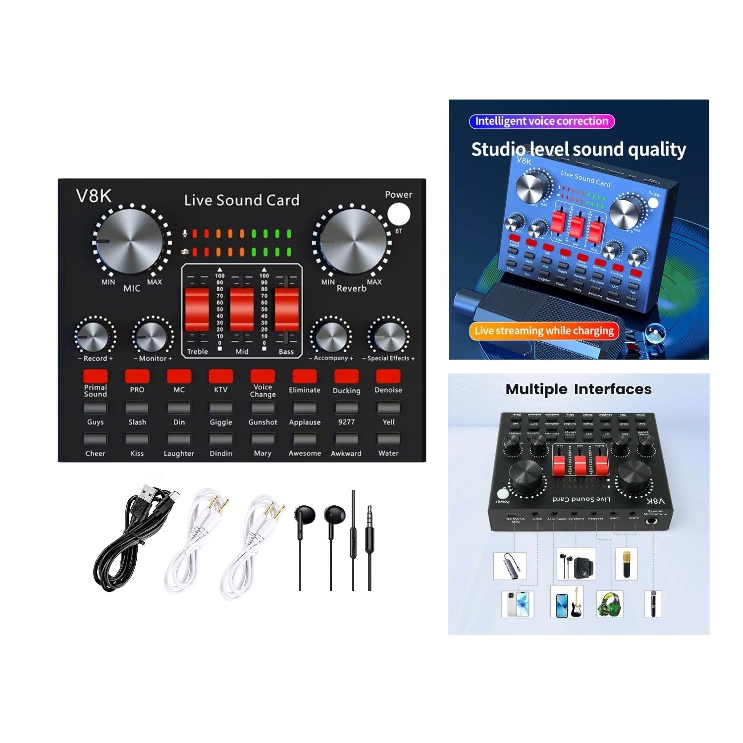 بطاقة صوت V8K Audio للهواتف المحمولة والكمبيوتر