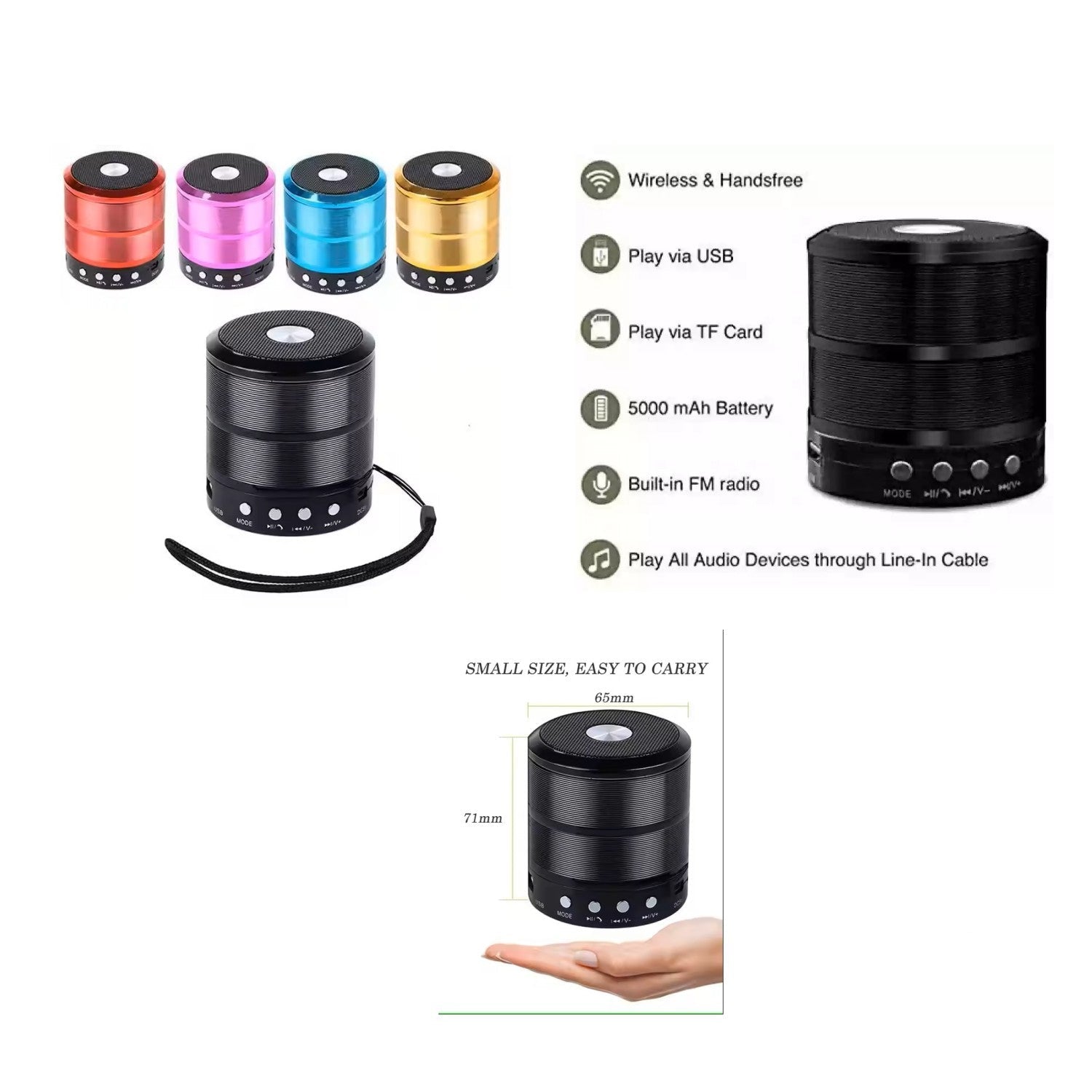 WS 887 مكبر صوت صغير محمول بتقنية البلوتوث