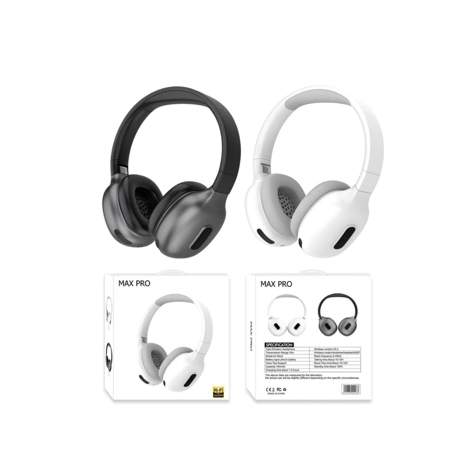 سماعة رأس لاسلكية بتقنية البلوتوث Hifi Max Pro