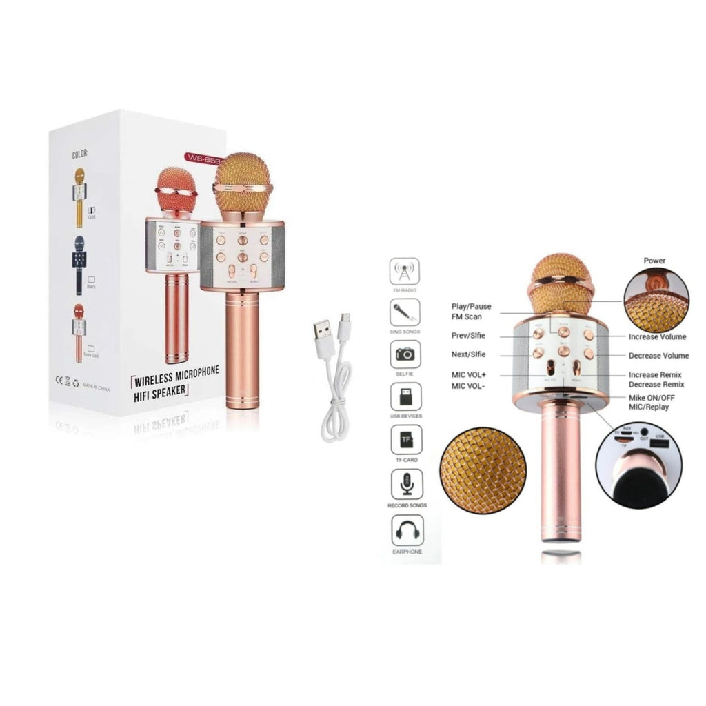 WS-858 ميكروفون كاريوكي لاسلكي ومكبر صوت