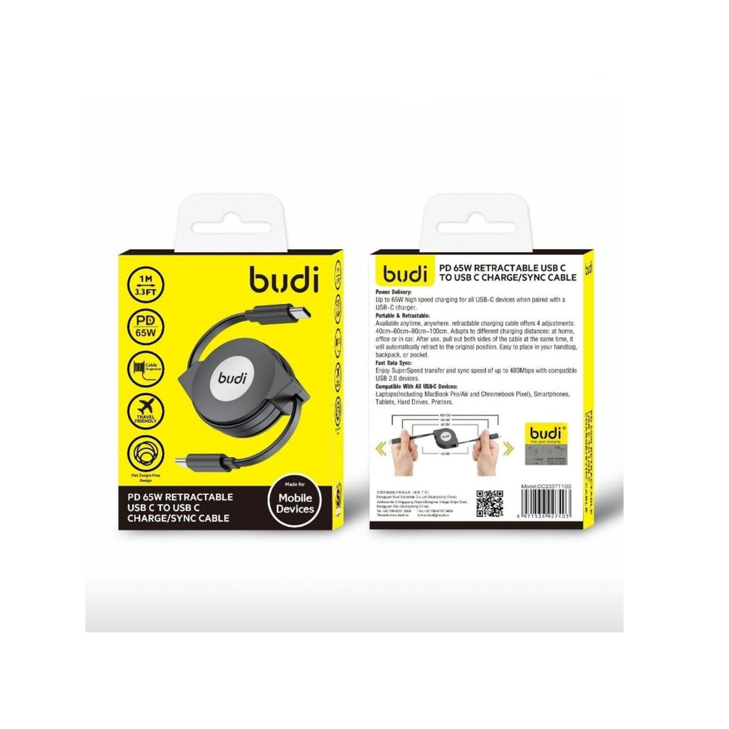 Budi Type C PD Retractable Fast Charging Cable
