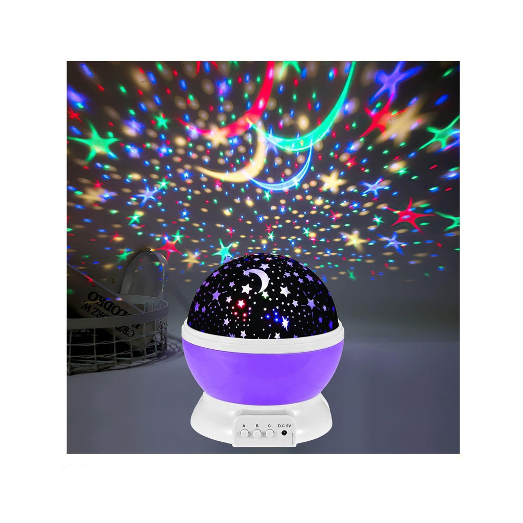 مصباح دوار للسماء الليلية على شكل نجمة وقمر