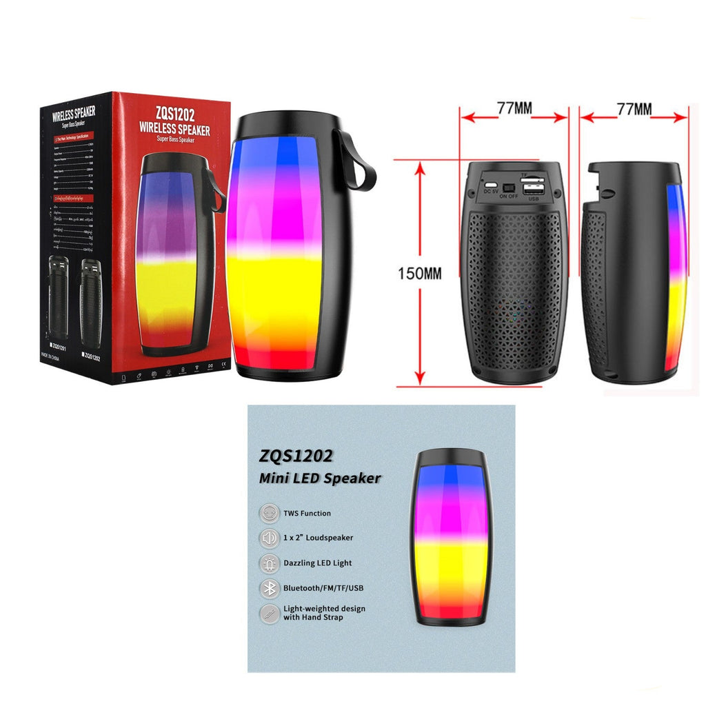 ZQS 1202 مكبر صوت لاسلكي بتقنية البلوتوث مع أضواء LED