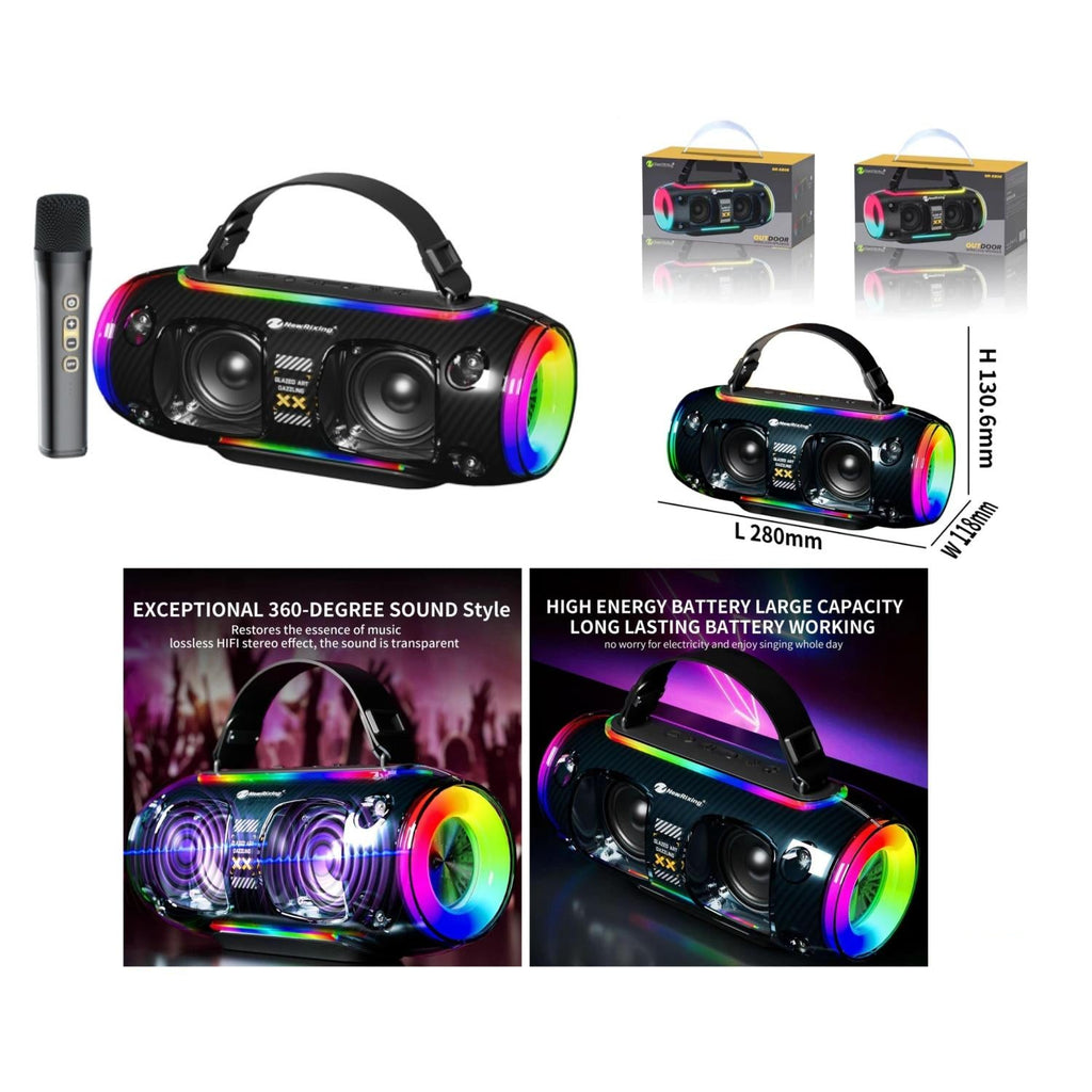 جهاز كاريوكي محمول للكبار والصغار مزود بميكروفونات لاسلكية وبلوتوث 5.3 وصوت جهير عميق وإضاءة RGB