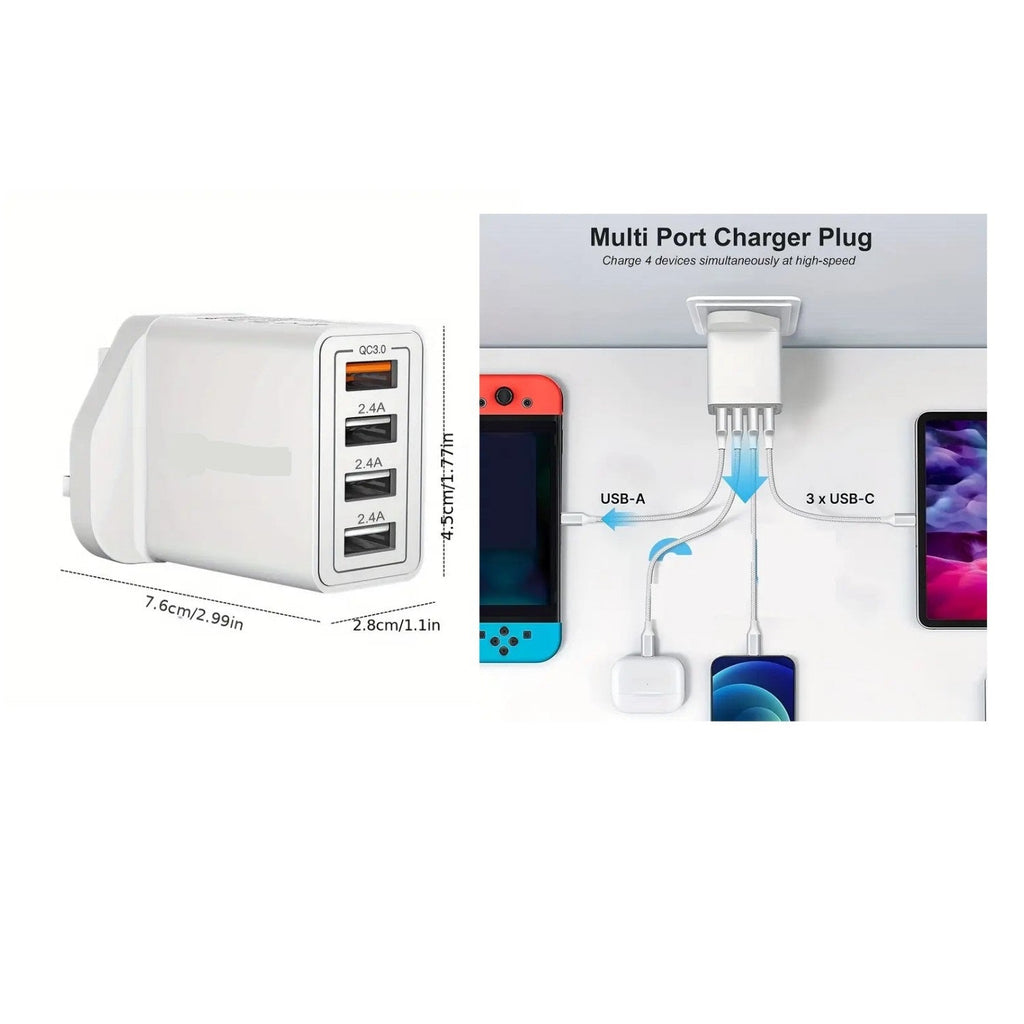 شاحن Thunder USB بأربعة منافذ