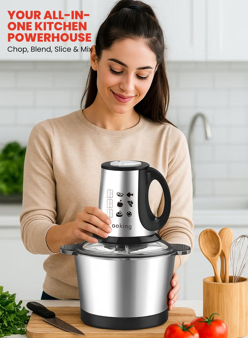 Electric Meat Grinder, 3L Food Chopper, Stainless Steel Chopper with 4 Blades