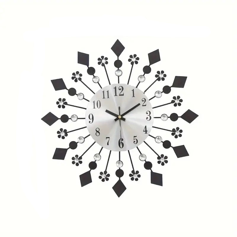 Diamond Flower Metal Fancy Wall Clock