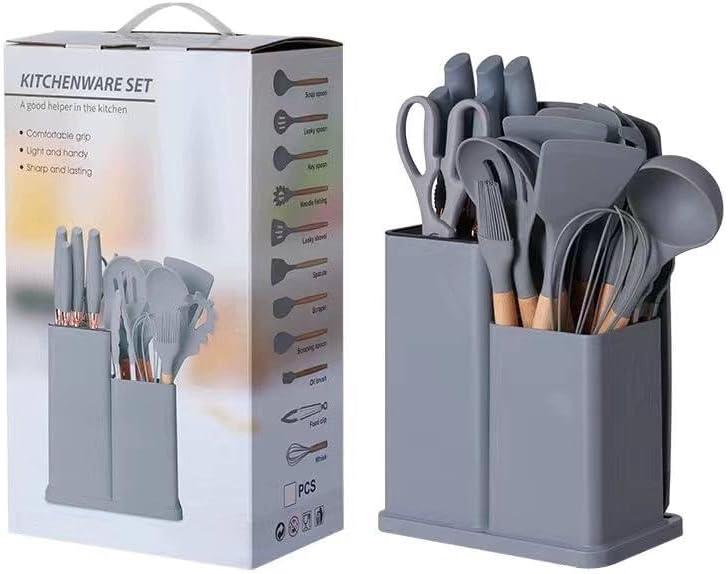 Complete Knife and Dispenser Set - 19 Pieces with Elegant Stand