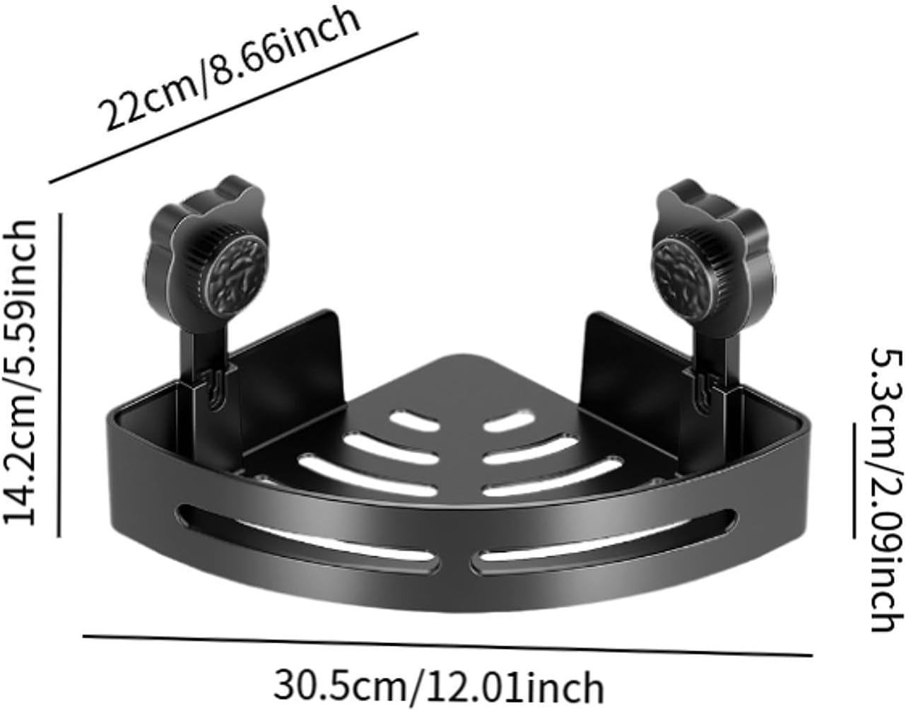 Wall Mounted Shower Shelf Suction Cup Corner Shelf Bathroom Organizer, Toiletries