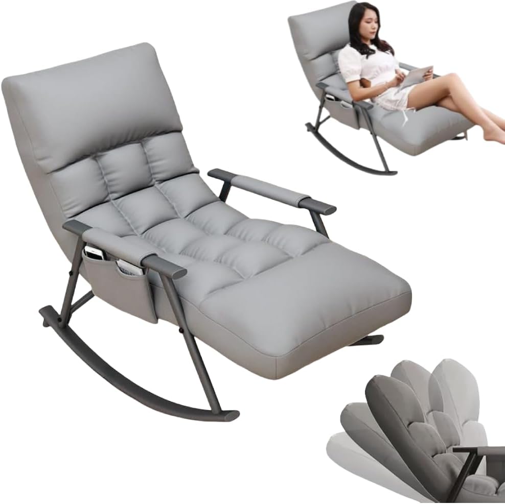 Upholstered Rocking Chair, Modern Rocking, Leisure Rocking Chair, Comfy Rocker with Safe Metal Base