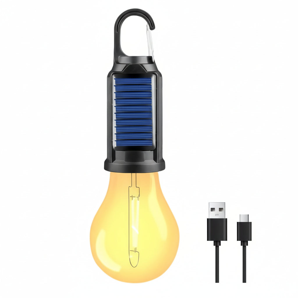 مصباح طوارئ يعمل بالطاقة الشمسية بتقنية LED مع شحن USB وطاقة شمسية 2 في 1