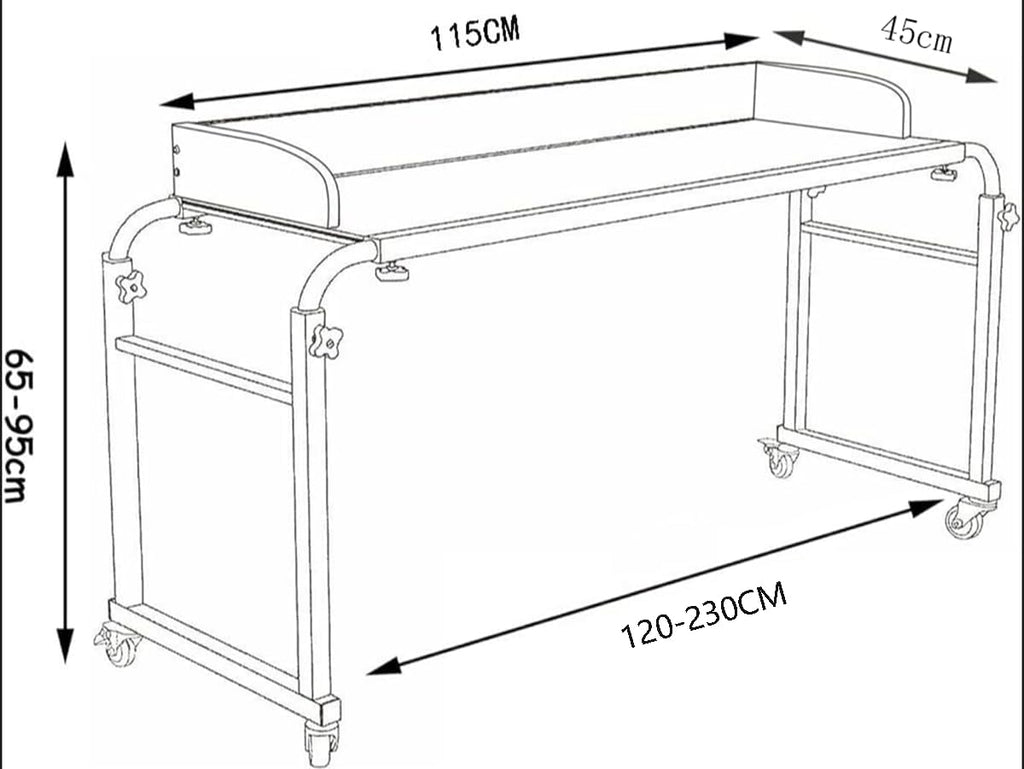 Over bed Table with Wheels, Height Adjustable Computer Desk Workstation