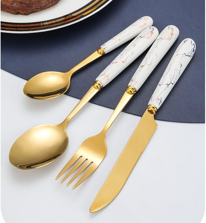 Cutlery Sets Ceramic Handle Stainless Steel Knife,Fork and Spoon Cutlery Set 24 Pieces
