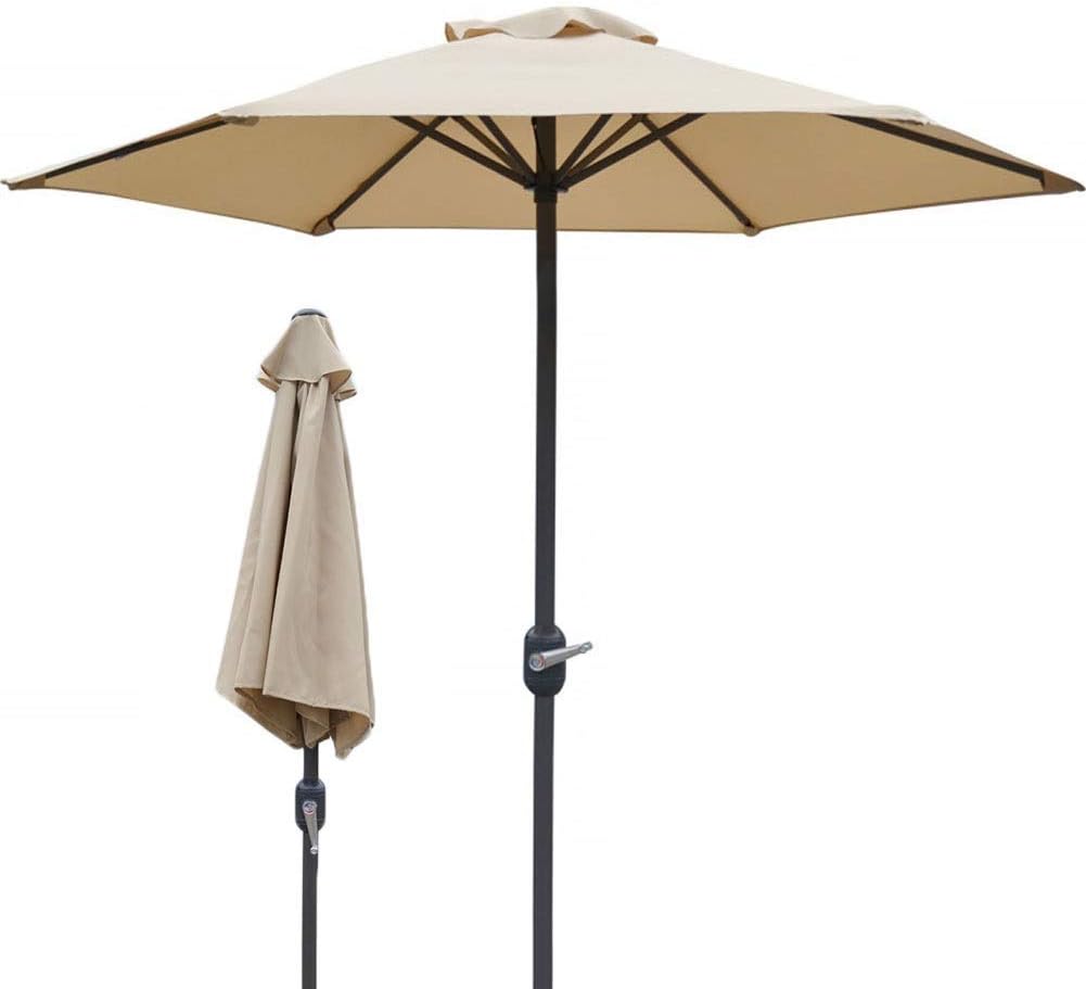 مظلة خارجية من الألومنيوم للفناء، مظلات حديقة السوق باللون البيج مع كرنك للشاطئ وحمام السباحة والفناء الخلفي، حماية من الأشعة فوق البنفسجية 50+