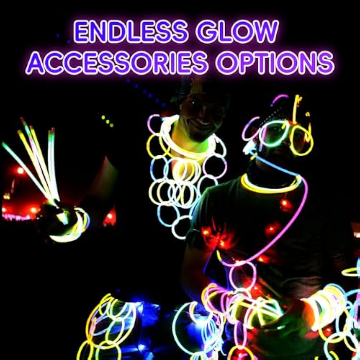 عصي مضيئة 100 قطعة - 8 بوصات، لوازم حفلات مضيئة في الظلام مع موصلات، قلادات وأساور مضيئة للحفلات للأطفال أو الكبار
