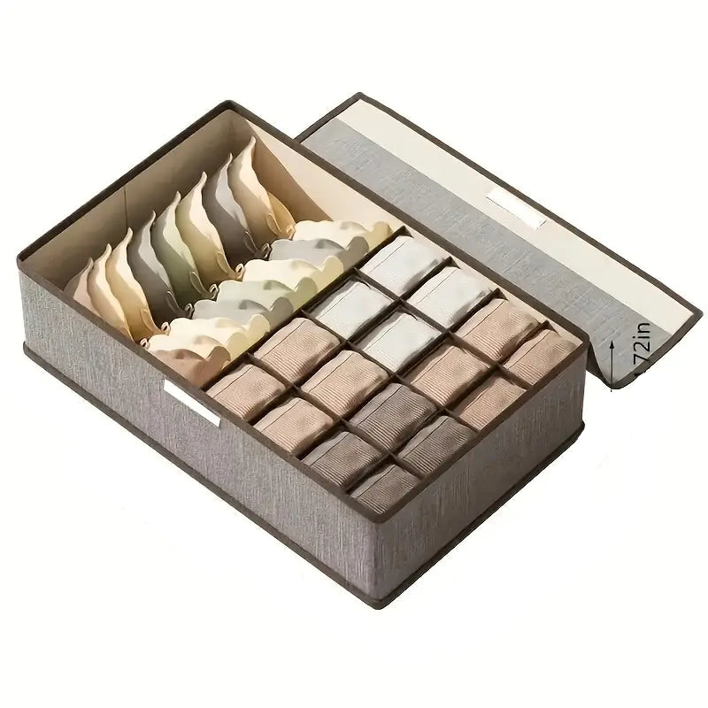 3-in-1 Drawer Organizer Box with Lid, Minimalist Non-Woven Fabric Storage for Underwear, Socks