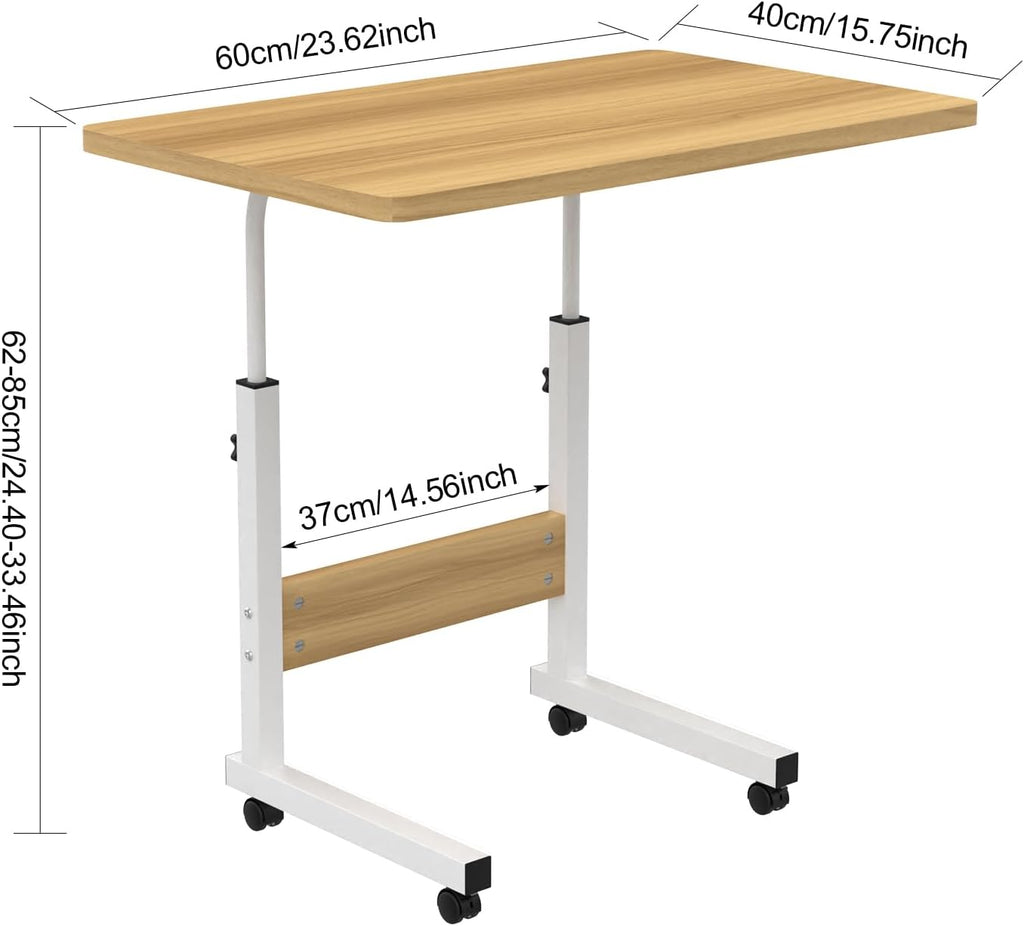 Side Table with Wheels, Laptop Table, Height Adjustable, Standing Desk, Laptop Stand