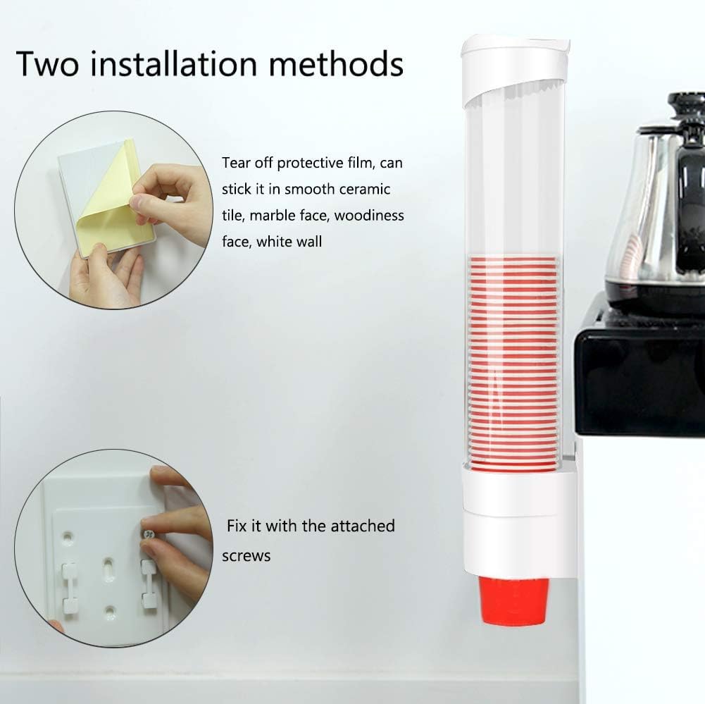 Wall Mounted One Button Water Cup Dispenser Dustproof Holder