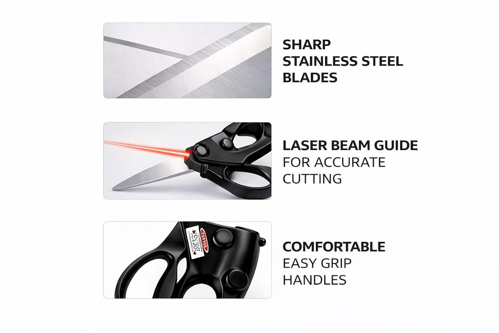 Stainless Steel Blades Laser Guided Scissors for Fabric and Paper Cutting