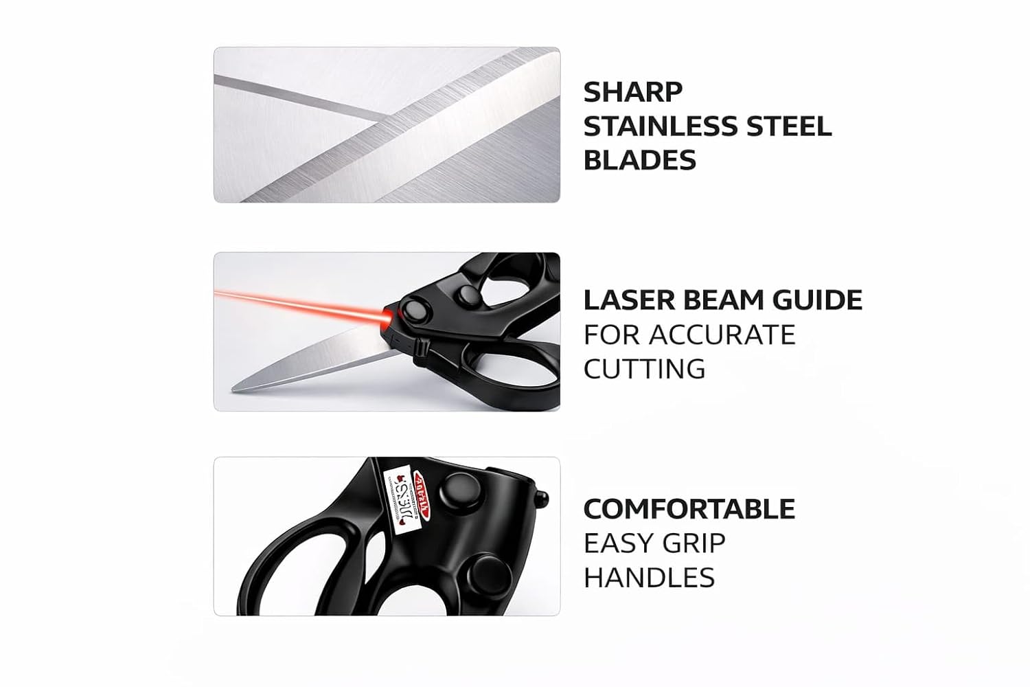 Stainless Steel Blades Laser Guided Scissors for Fabric and Paper Cutting