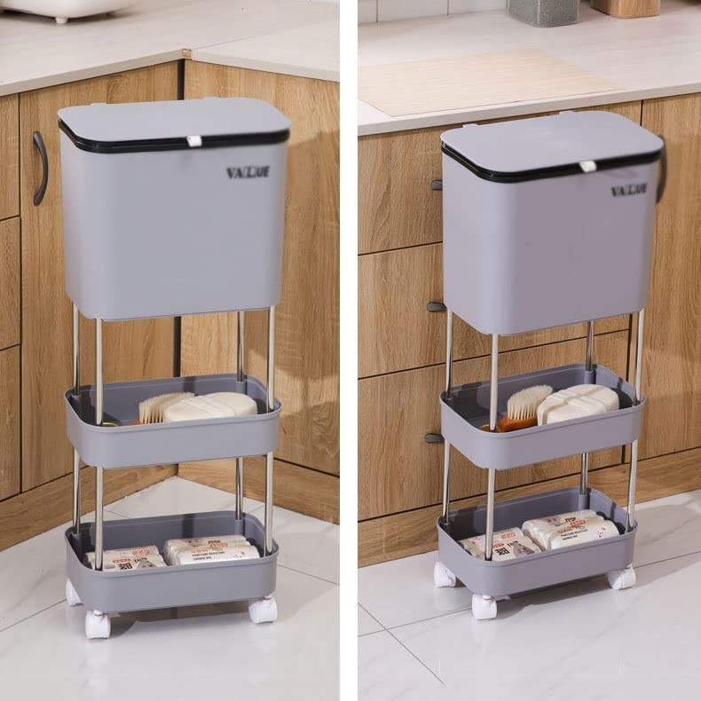 Multi-Layer Garbage / Storage Bin With Lid and Pulley