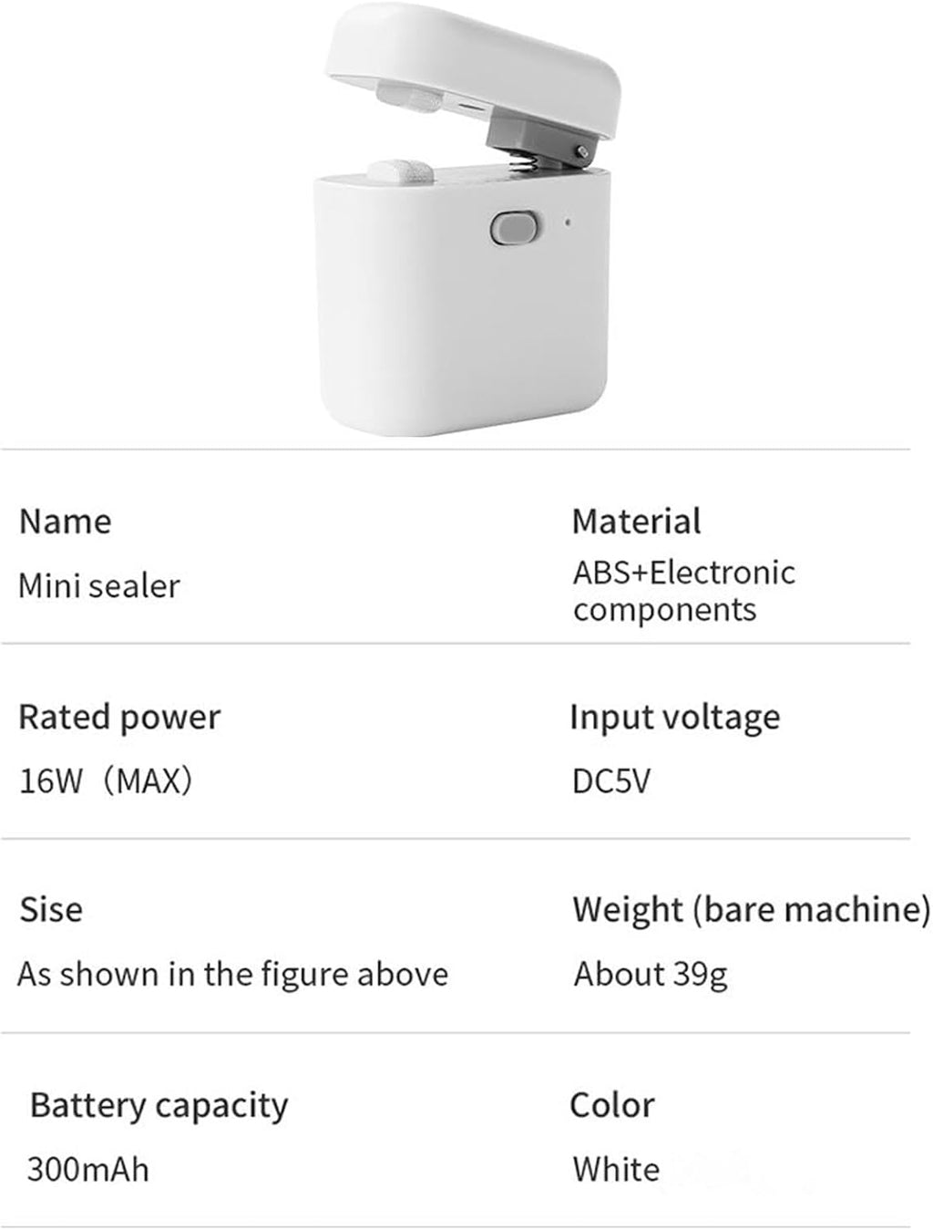 Mini Bag Sealer, Snack Sealer, Mini Bag Heat Sealer, USB Interface, Snack Bags, Cookies, Pet Food