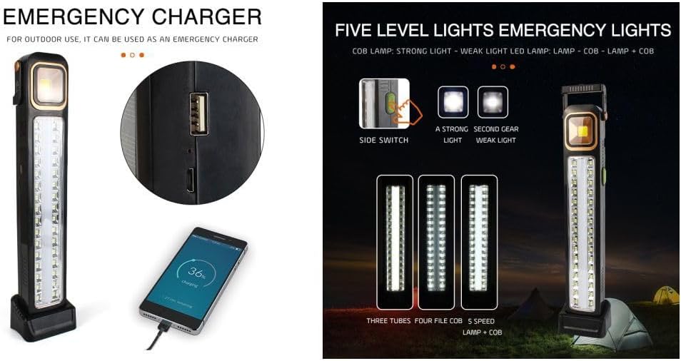 مصباح LED قابل لإعادة الشحن بالطاقة الشمسية لتخفيف الأحمال - (مصباح طوارئ) 48 مصباح LED مع قاعدة