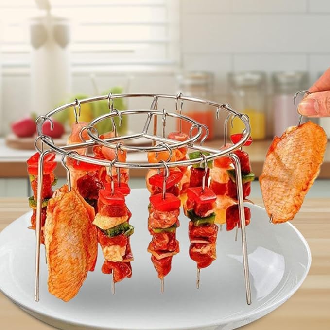 Air Fryer Rack Round Hanging 24 Skewer Cooking Rack for Non-Stick Cooling Baking Drying
