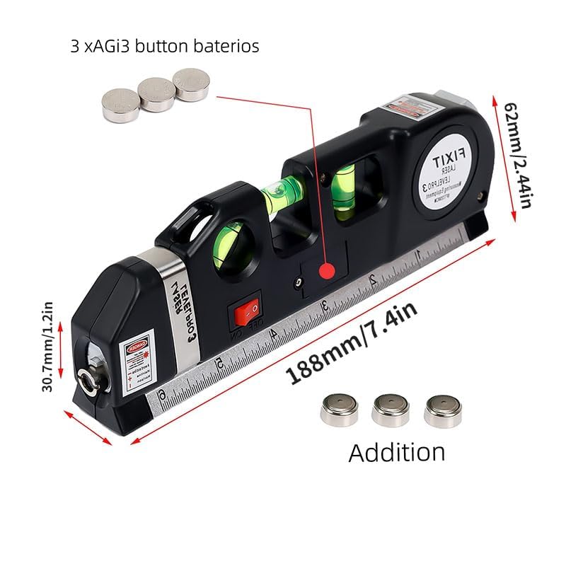 Laser Level Line Tool with Metric Rulers