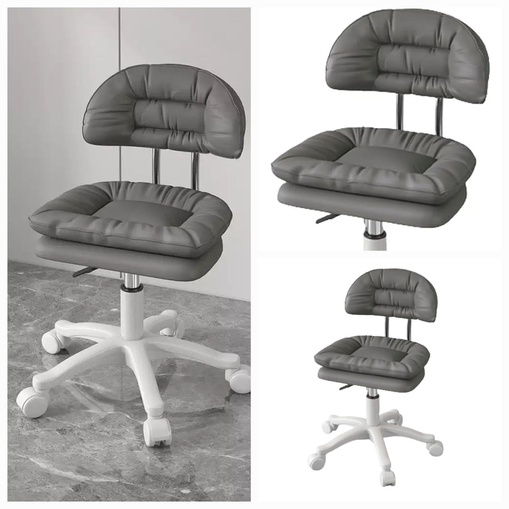 كرسي دوار دائري بعجلات، كرسي كمبيوتر منخفض الظهر من جلد البولي يوريثان، ارتفاع قابل للتعديل 360 درجة، كرسي عمل دوار