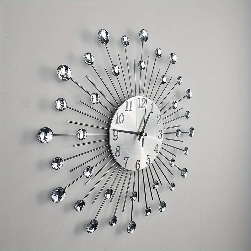 Star Design Silver Color Metal Fancy Wall Clock