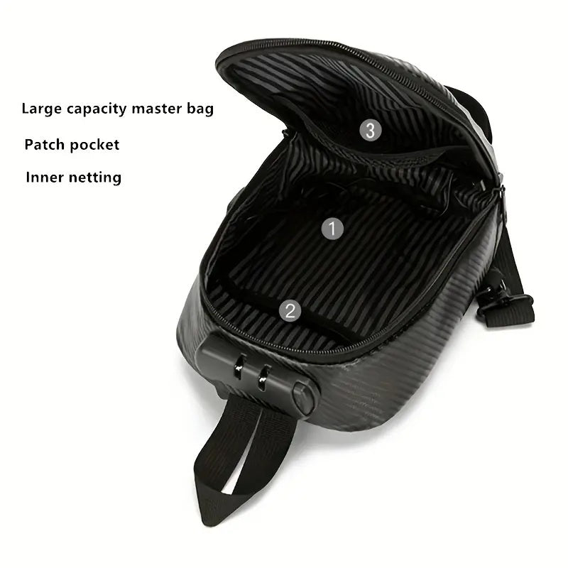 حقيبة كروس بودي عصرية للرجال مصنوعة من قشرة صلبة ومضادة للسرقة