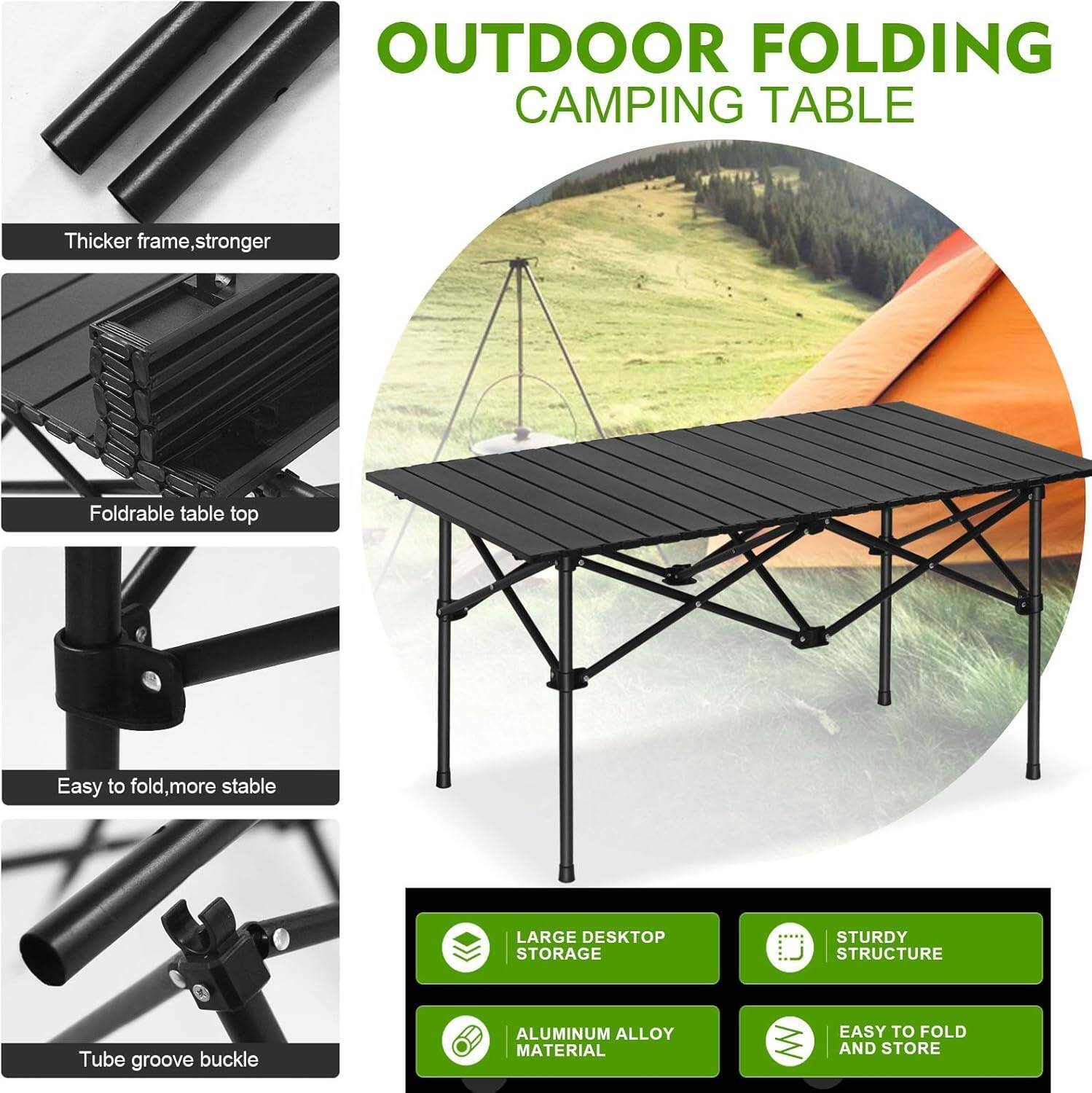 Folding Camping Picnic Table 120 x 55 x 50 cm