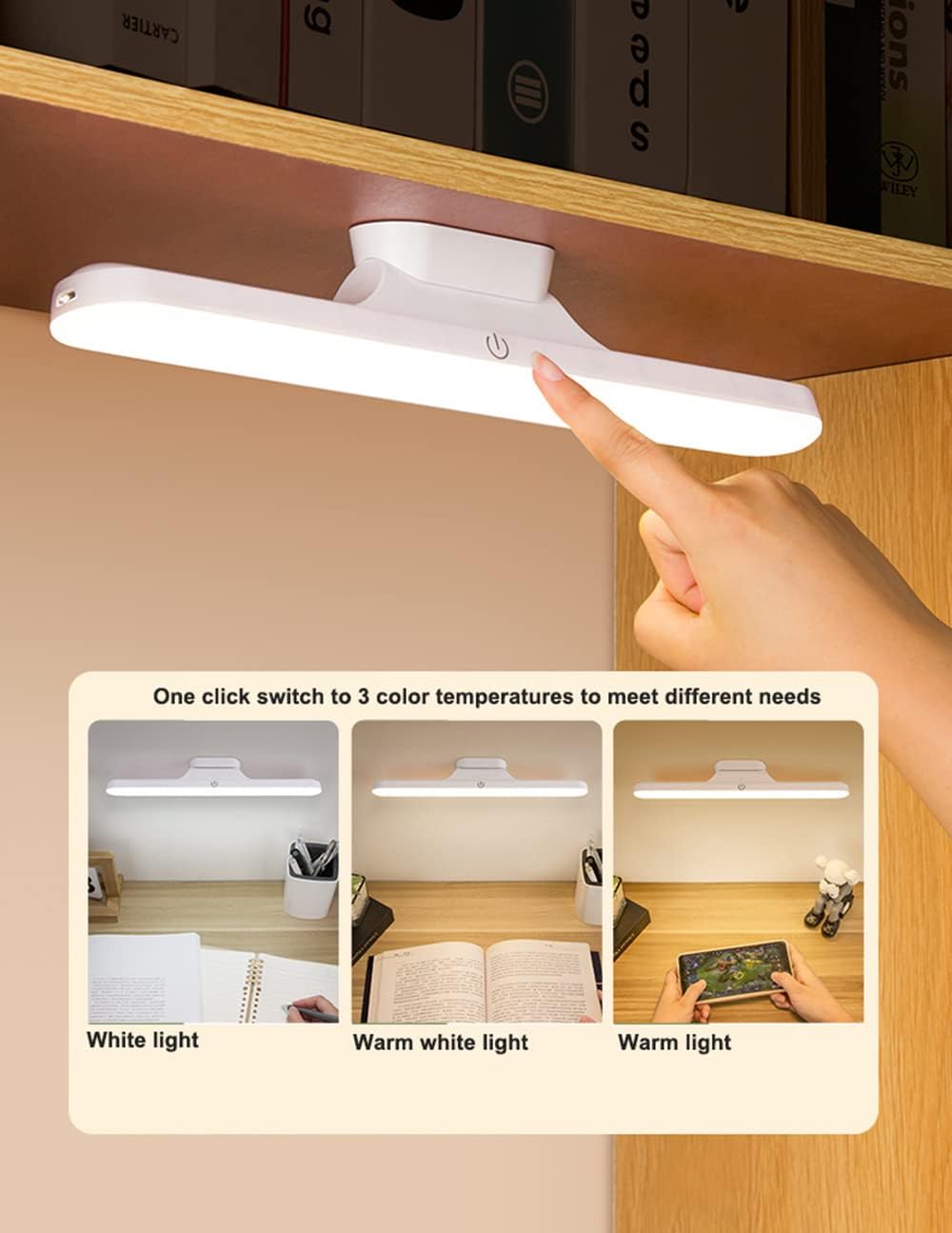 Wireless Desk Lamp 1800mAh, USB Rechargeable Magnetic LED Table Lamp