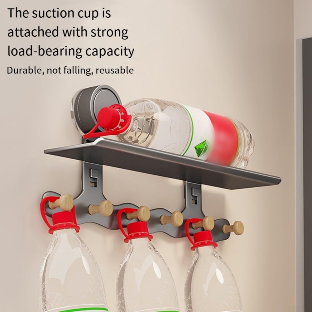 حامل دش مع كوب شفط مفرغ من الفولاذ الكربوني، رف تخزين مثبت على الحائط