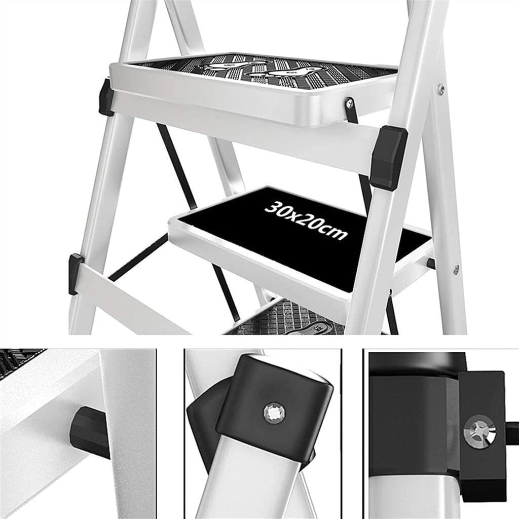 5-step folding ladder with wide, non-slip footrest