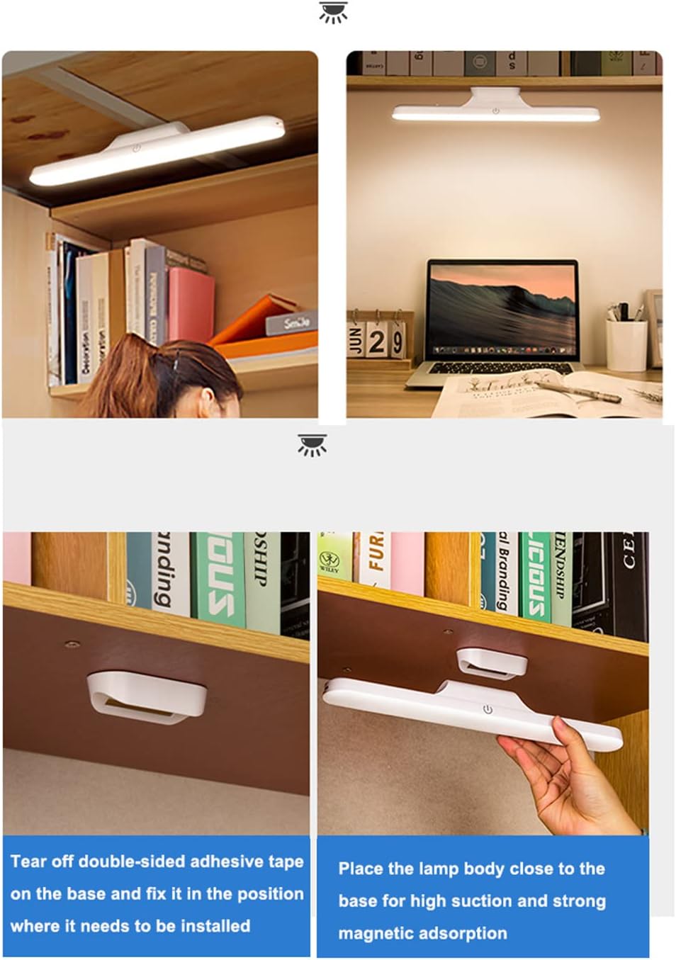Wireless Desk Lamp 1800mAh, USB Rechargeable Magnetic LED Table Lamp