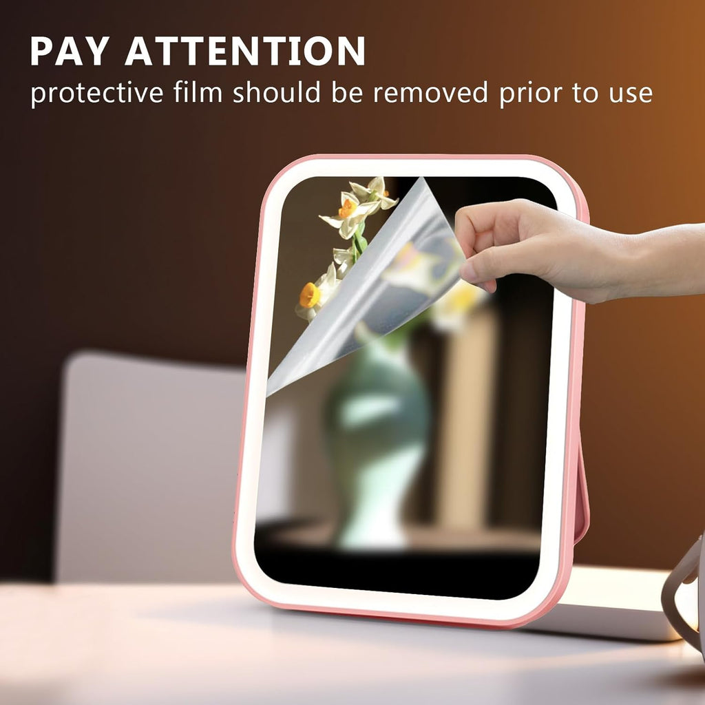 Led Lighted Makeup Mirror for Desk, Vanity Table Handheld Mirror, for Travel/Makeup