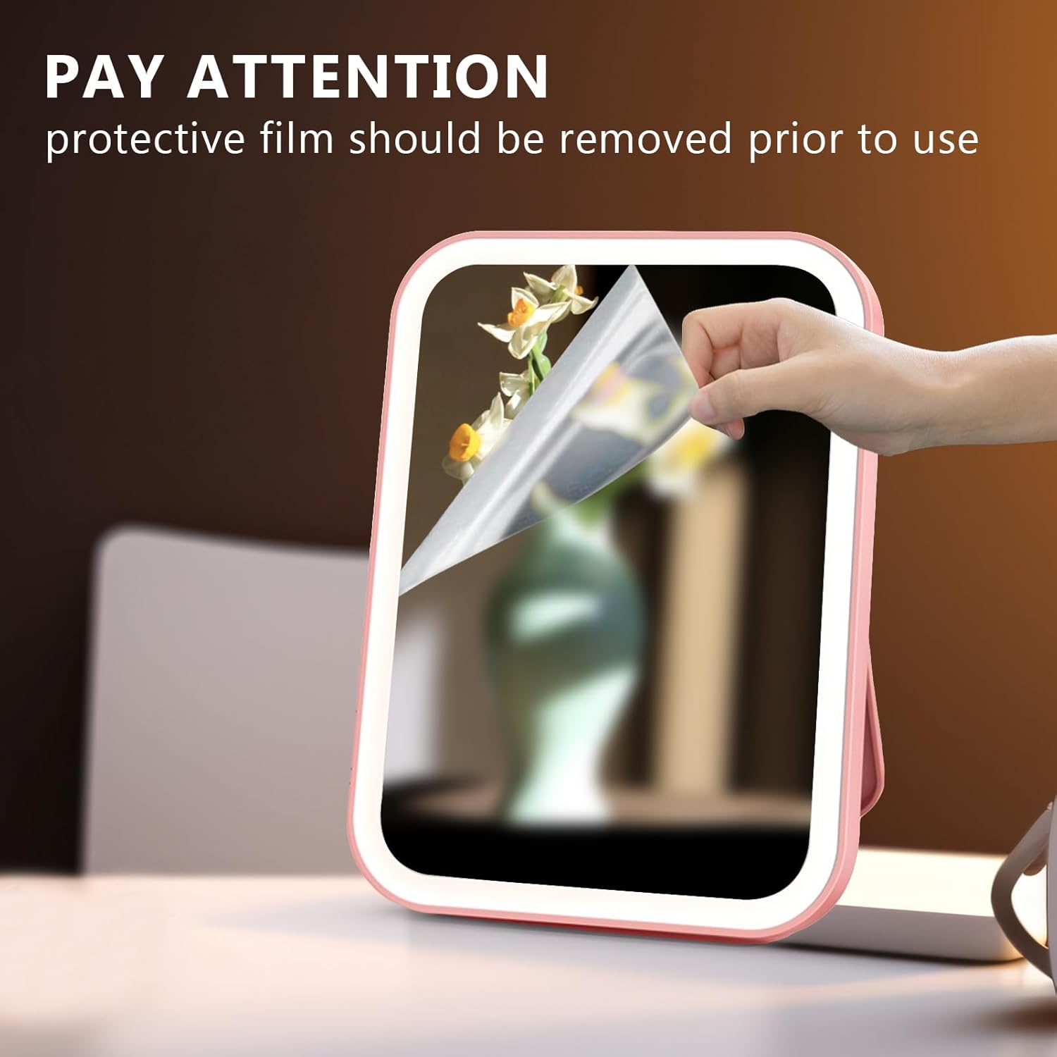Led Lighted Makeup Mirror for Desk, Vanity Table Handheld Mirror, for Travel/Makeup