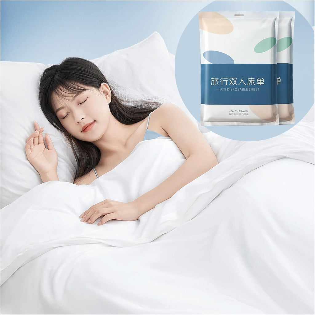 Disposable 4pc King Size Bed Sheet With 2Pillow Cover & Quilt Set