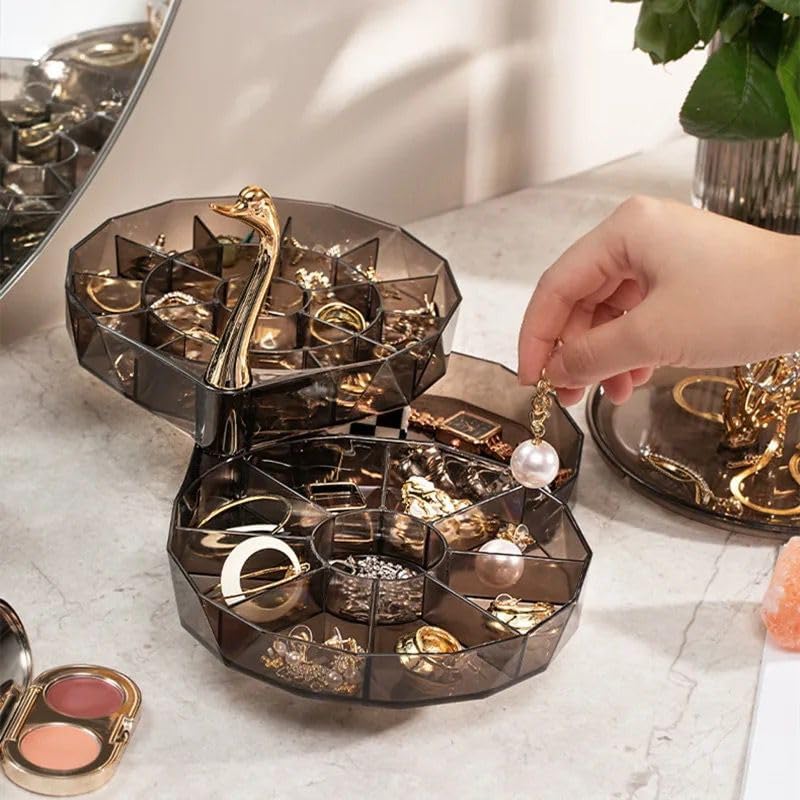 Layer Acrylic Swan Earring Storage Boxes, Dustproof Clear Jewelry Storage Box