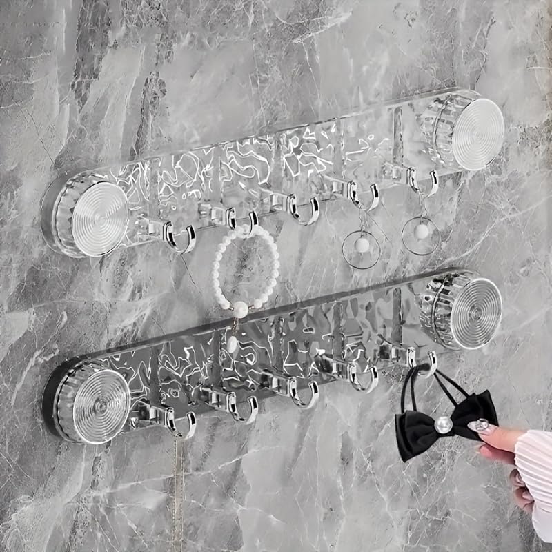 Suction Wall Hooks with Crystal Design Self- Adhesive – 5 in 1 Hook 1PC