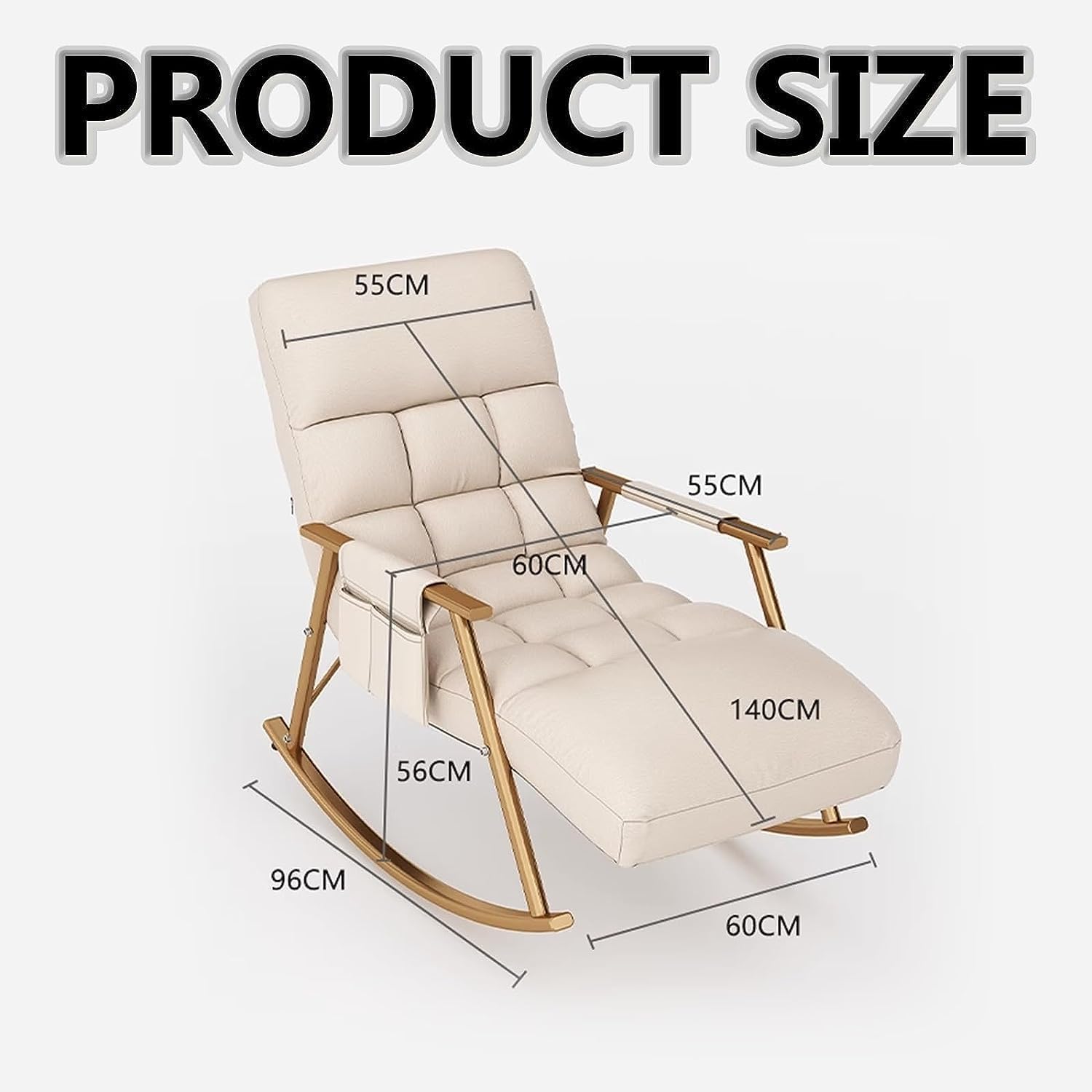 Upholstered Rocking Chair, Modern Rocking, Leisure Rocking Chair, Comfy Rocker with Safe Metal Base