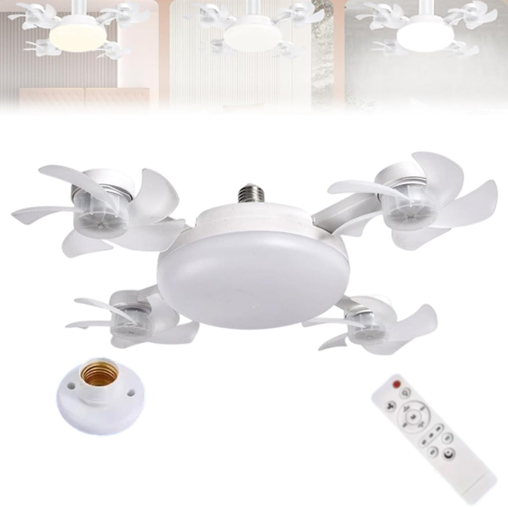 مروحة طائرة بدون طيار مضيئة، مروحة سقف برغي 3/4 شفرة مع لمبة إضاءة بجهاز تحكم عن بعد