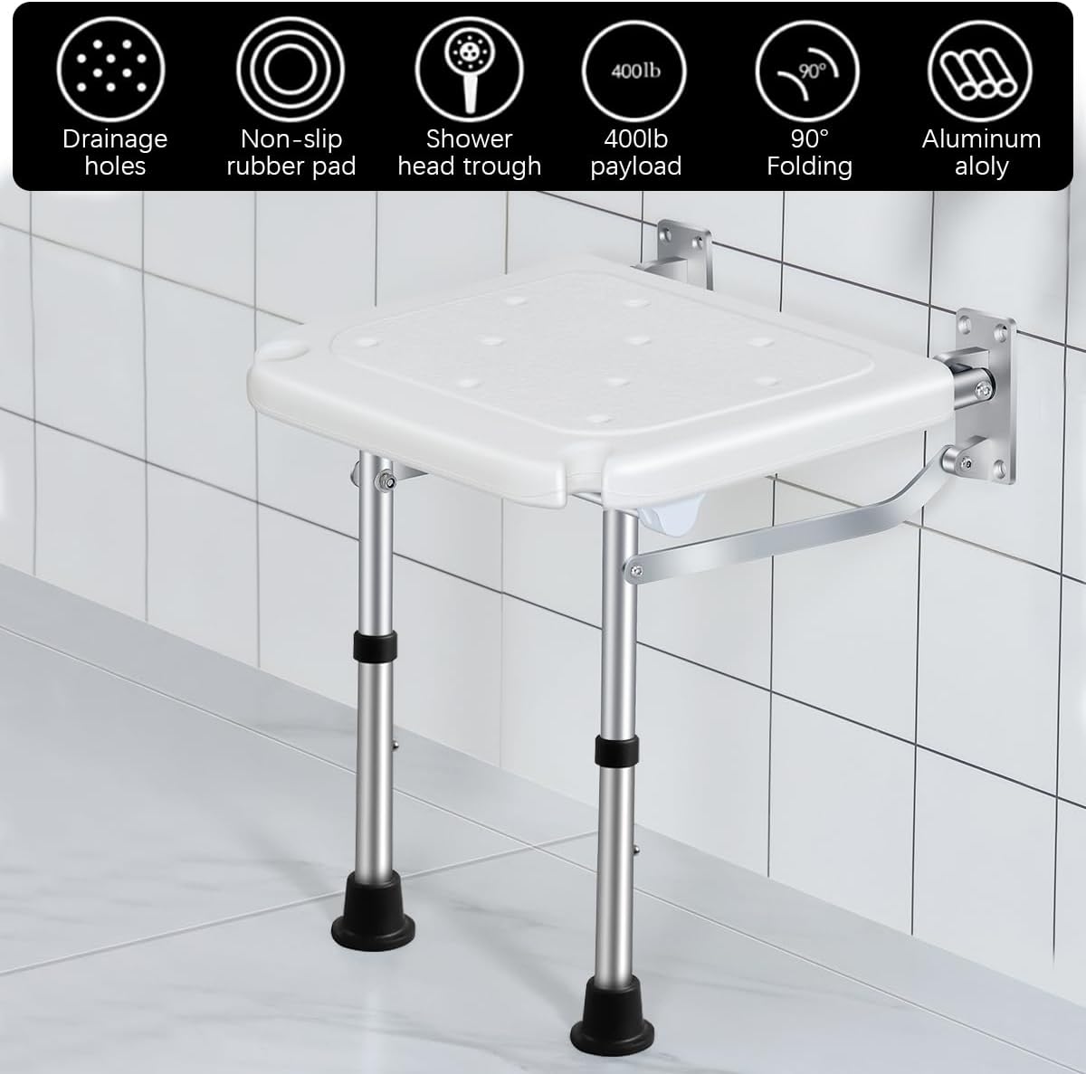 Shower Folding Seat for Wall Mounting, Shower Folding Seat