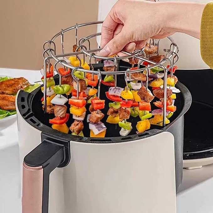 Air Fryer Rack Round Hanging 24 Skewer Cooking Rack for Non-Stick Cooling Baking Drying