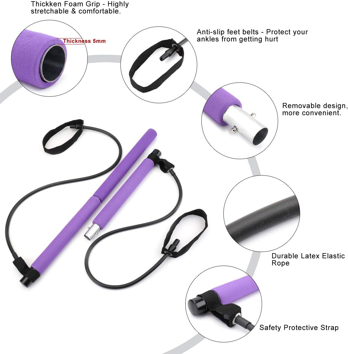 مجموعة بيلاتيس المحمولة مع شريط المقاومة