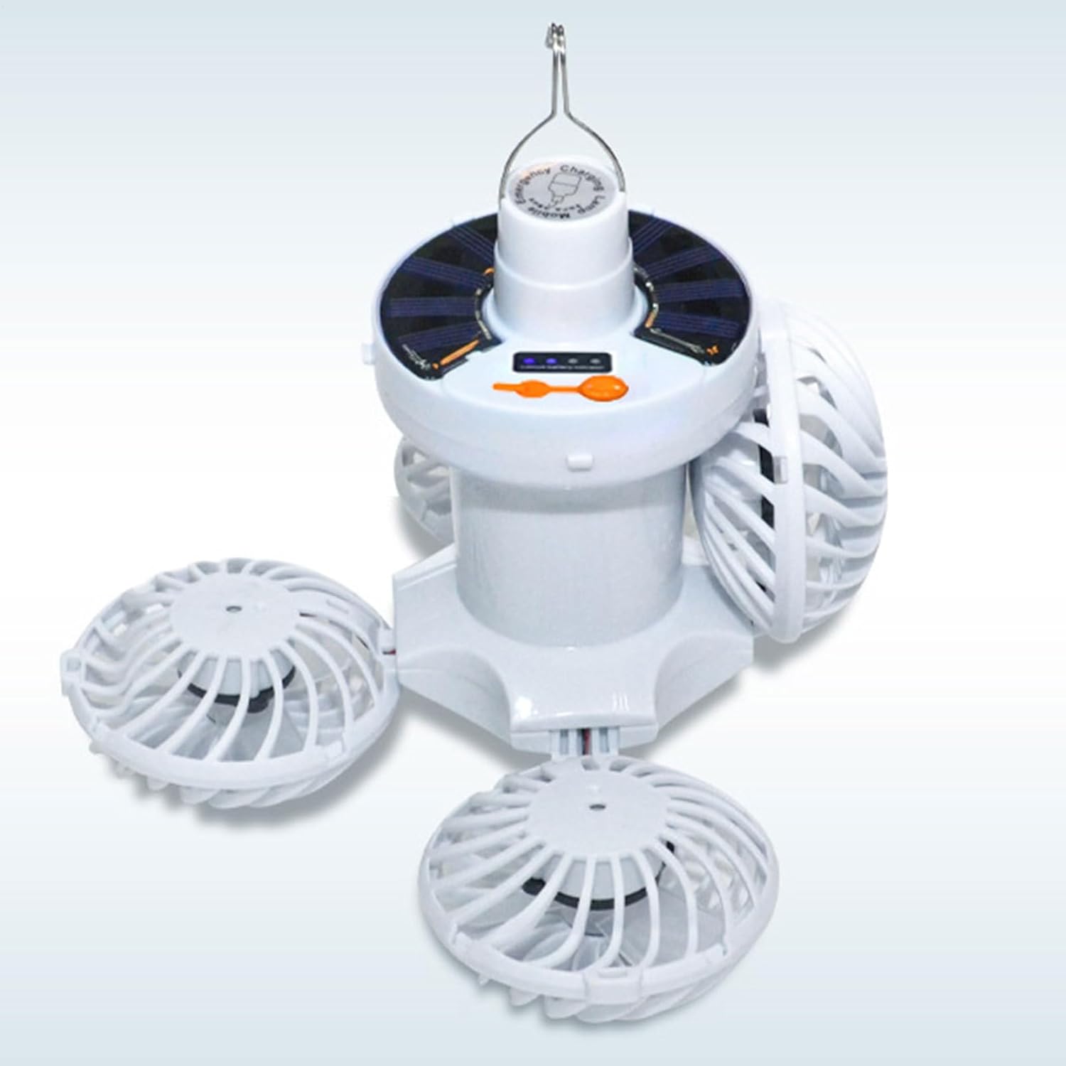 Outdoor Solar Fans with Lights  Football Design Foldable Hook Lamp